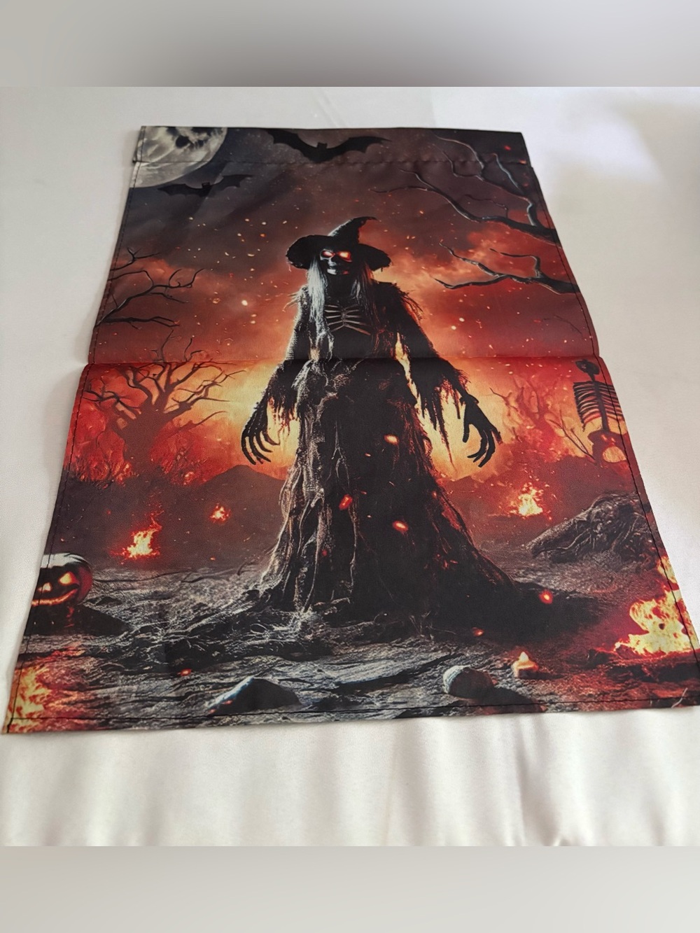 Halloween Scarecrow/ Witch  Decorative Garden Flag - Black and Orange